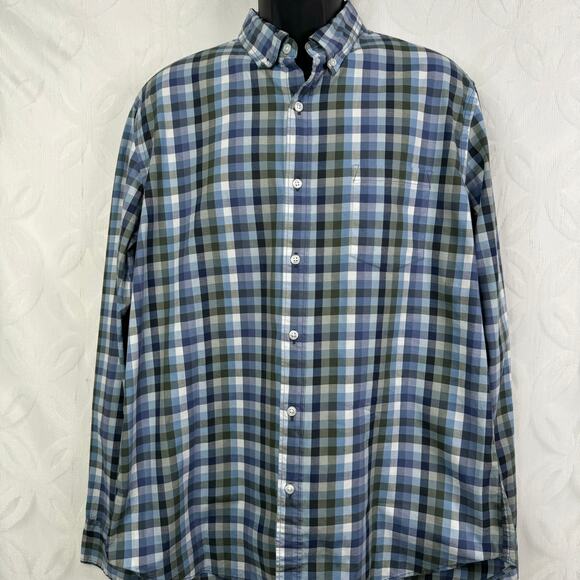 J.Crew Mercantile Slim Blue White Plaid Flex Washed Shirt Mens - Picture 3 of 7